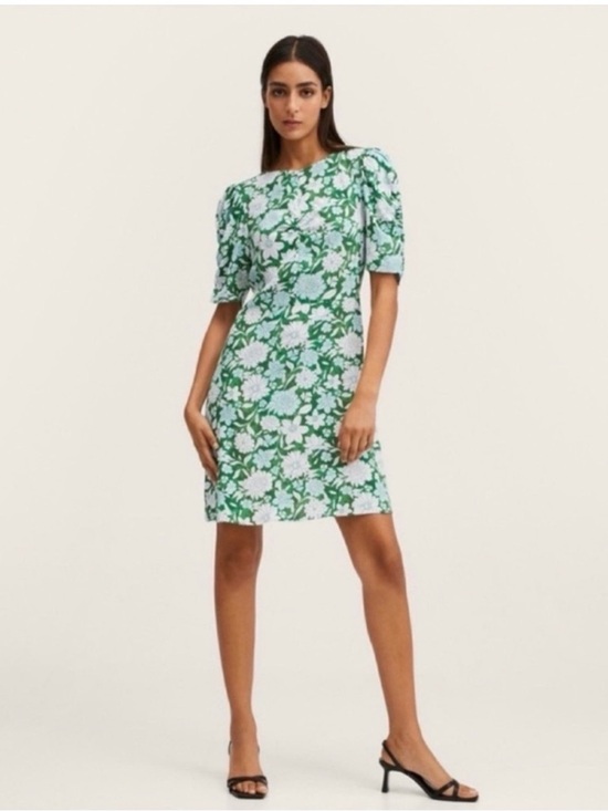 Mango Dresses & Skirts - Mango Green and White Floral Midi Dress